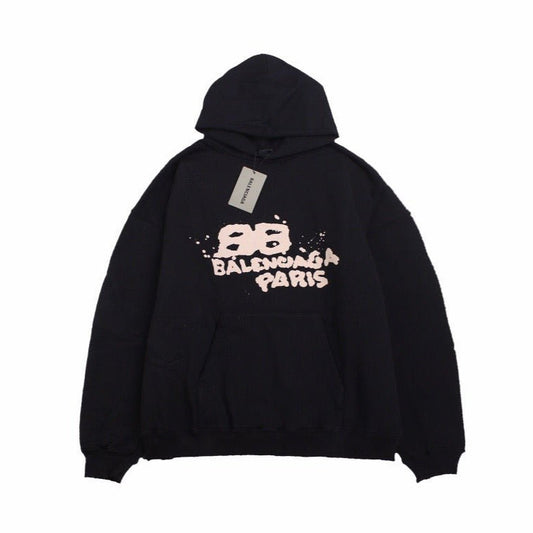 BALENCIAGA GRAFFITI LOGO HOODIE BLACK